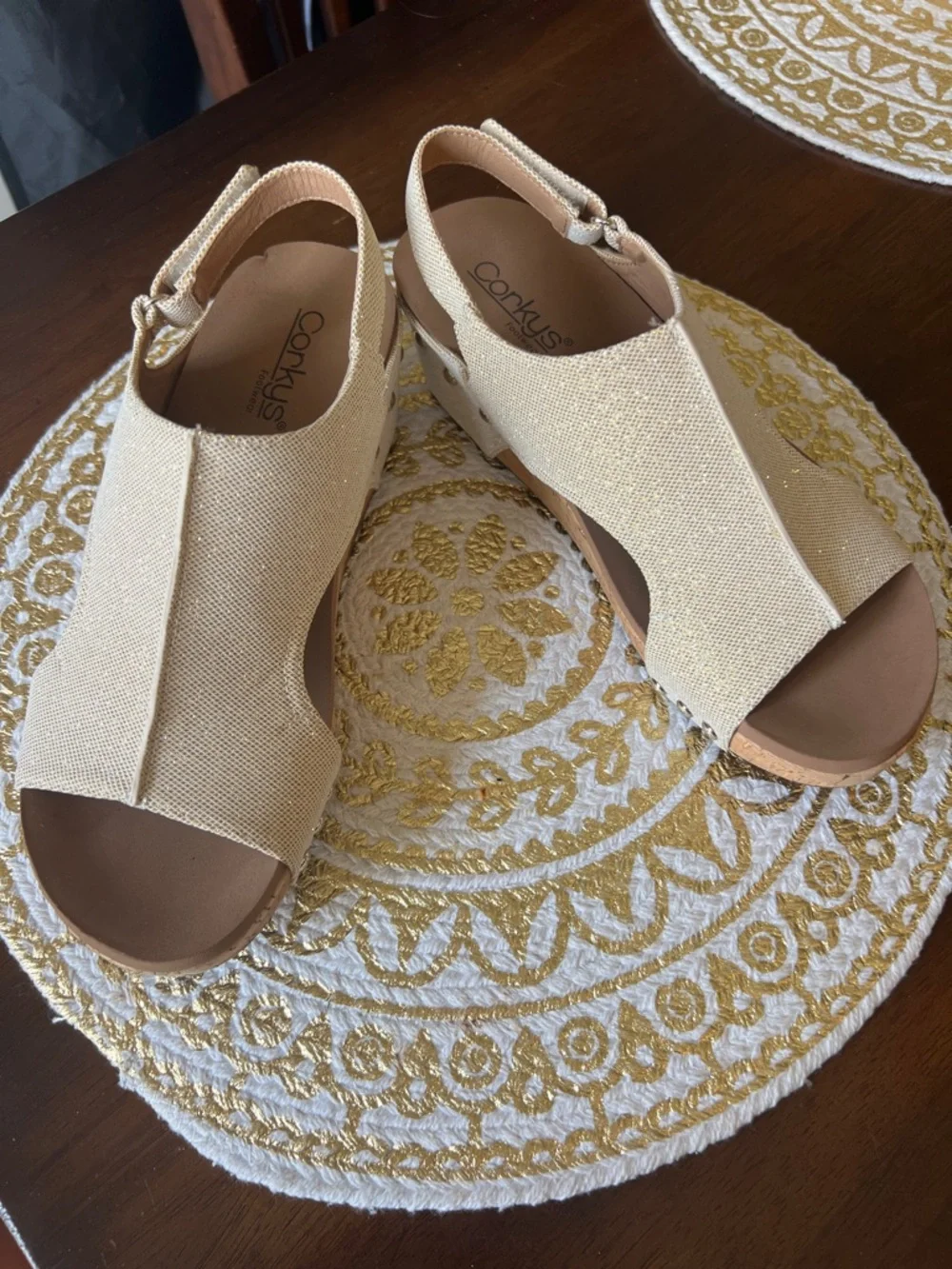 Corkys Women’s Beige Open-Toe Slingback Sandals - Picture 1 of 5